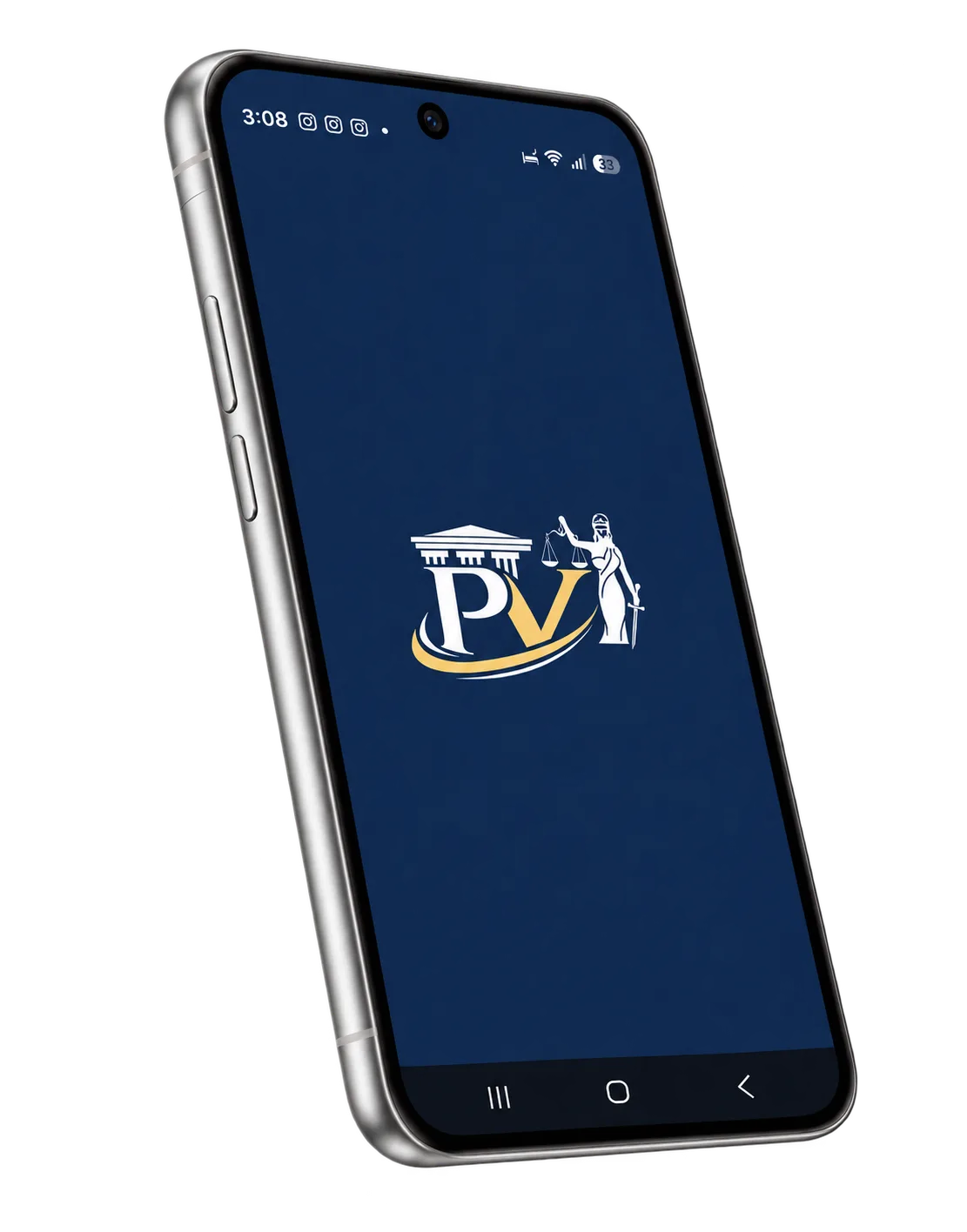 Pantalla de bienvenida de la app PV & Asociados.